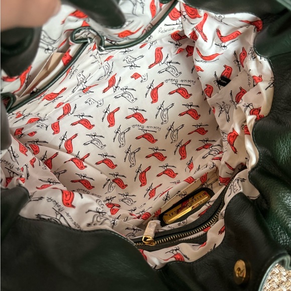 NWT Rebecca Minkoff Green Zipper Devote Birdie Lining Shoulder Bag Tote - Picture 4 of 7